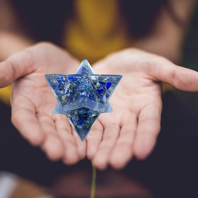 Spiritual Elementz Crystal Orgone Merkaba Star for Reiki Healing, Meditation, Balancing Alignment Grounding Positive Energy (Lapis Lazuli)