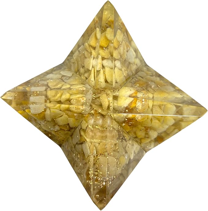 Spiritual Elementz Crystal Orgone Merkaba Star for Reiki Healing, Meditation, Balancing Alignment Grounding Positive Energy (Yellow Aventurine)