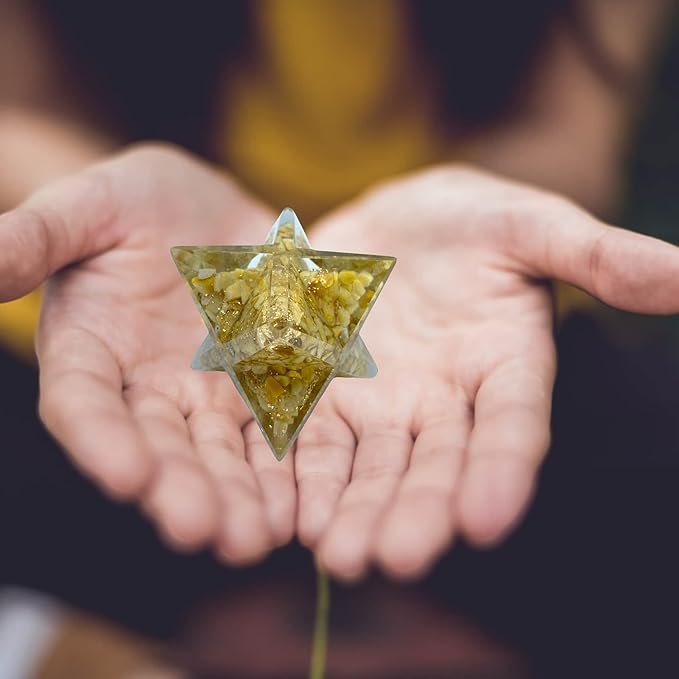 Spiritual Elementz Crystal Orgone Merkaba Star for Reiki Healing, Meditation, Balancing Alignment Grounding Positive Energy (Yellow Aventurine)