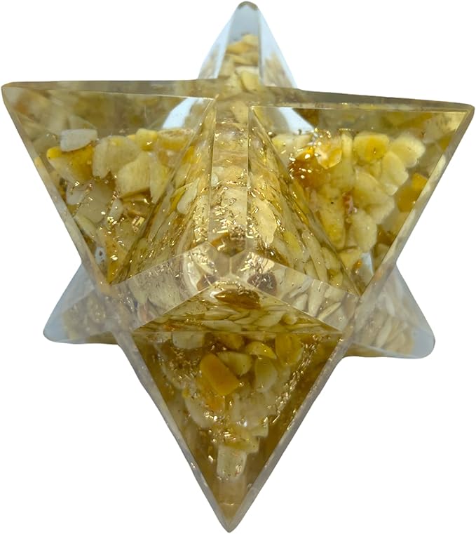 Spiritual Elementz Crystal Orgone Merkaba Star for Reiki Healing, Meditation, Balancing Alignment Grounding Positive Energy (Yellow Aventurine)