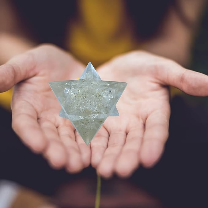 Spiritual Elementz Crystal Orgone Merkaba Star for Reiki Healing, Meditation, Balancing Alignment Grounding Positive Energy (Selenite)