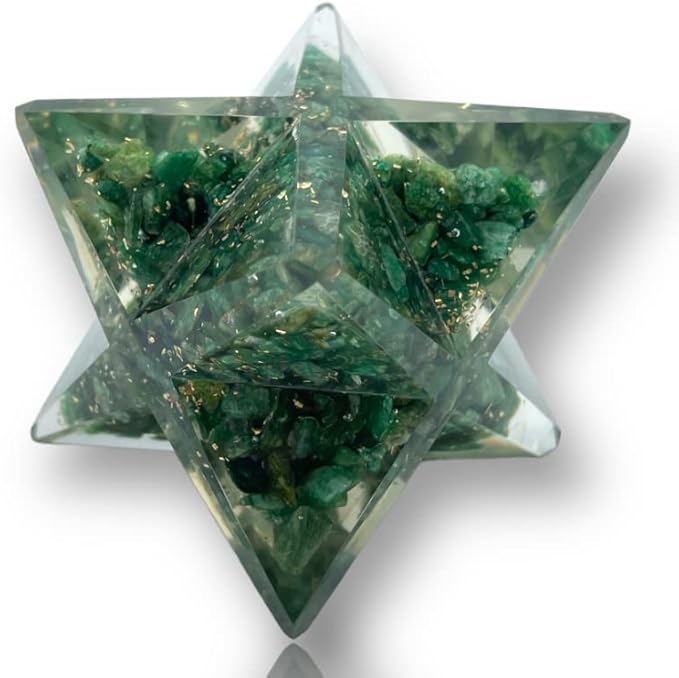 Spiritual Elementz Crystal Orgone Merkaba Star for Reiki Healing, Meditation, Balancing Alignment Grounding Positive Energy (Green Aventurine)