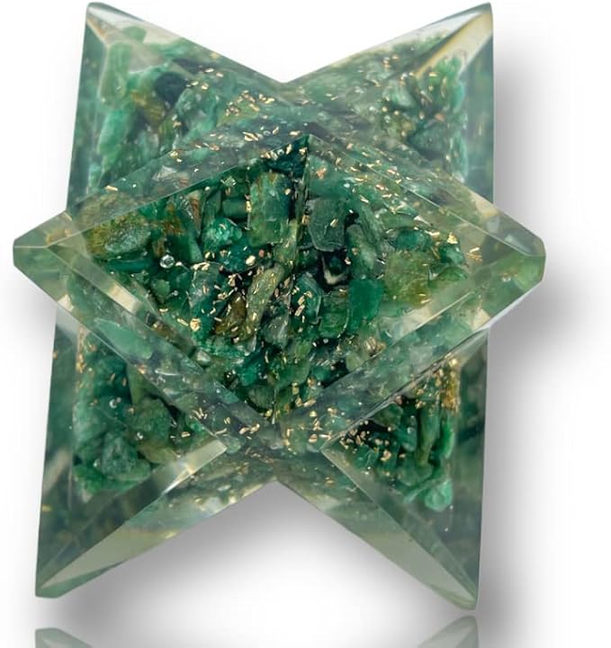 Spiritual Elementz Crystal Orgone Merkaba Star for Reiki Healing, Meditation, Balancing Alignment Grounding Positive Energy (Green Aventurine)
