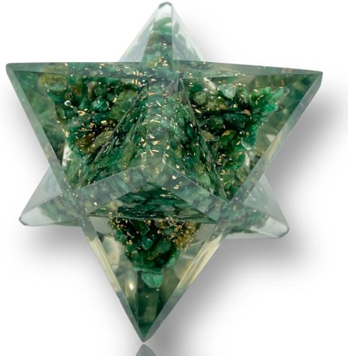 Spiritual Elementz Crystal Orgone Merkaba Star for Reiki Healing, Meditation, Balancing Alignment Grounding Positive Energy (Green Aventurine)