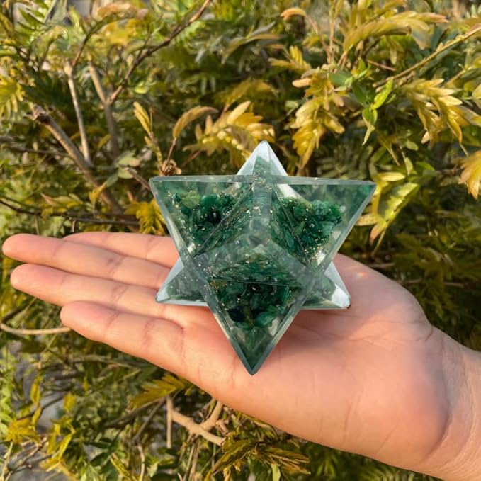 Spiritual Elementz Crystal Orgone Merkaba Star for Reiki Healing, Meditation, Balancing Alignment Grounding Positive Energy (Green Aventurine)