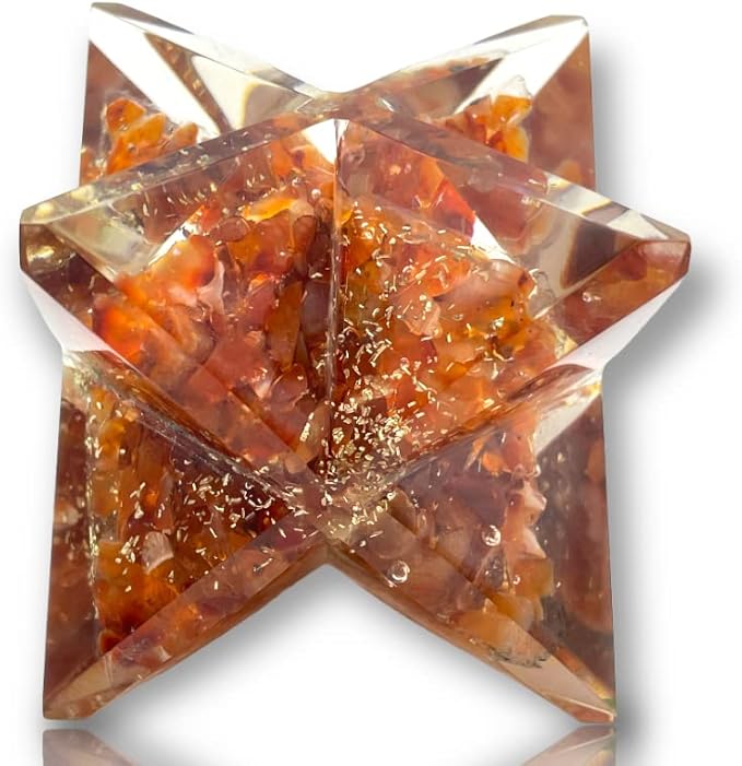 Spiritual Elementz Crystal Orgone Merkaba Star for Reiki Healing, Meditation, Balancing Alignment Grounding Positive Energy (Carnelian)
