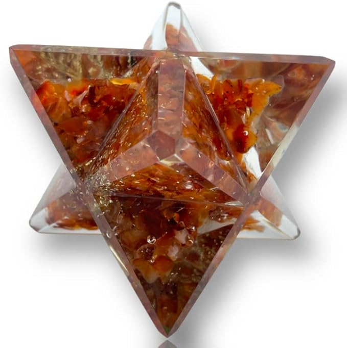 Spiritual Elementz Crystal Orgone Merkaba Star for Reiki Healing, Meditation, Balancing Alignment Grounding Positive Energy (Carnelian)