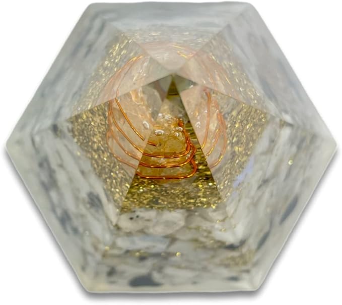 Spiritual Elementz Hexa Rainbow Moon Stone Orgone Pyramid Stone for Healing from Limiting Negative Mind Control