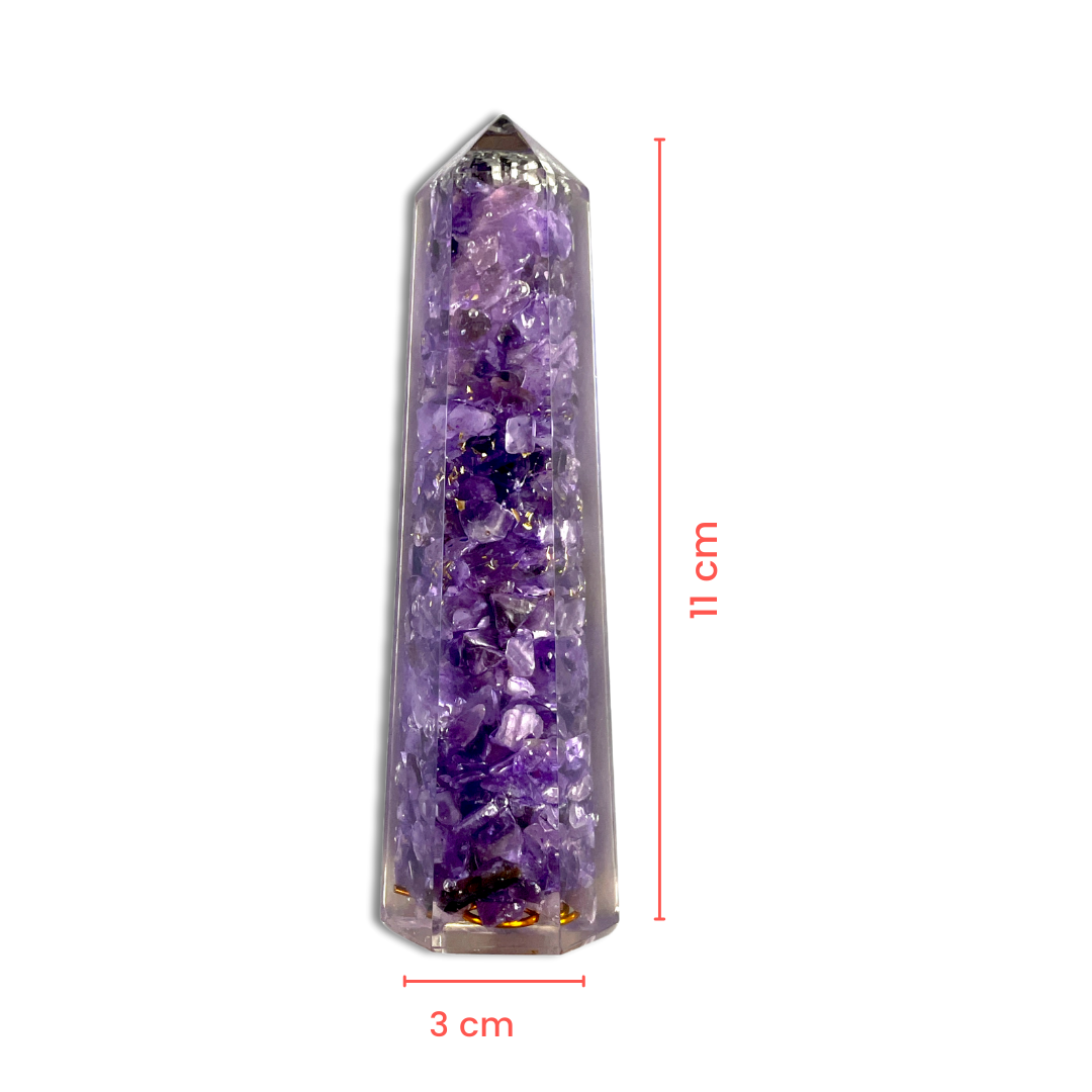 Spiritual Elementz Reiki Charged Chakra Healing Amethyst Tower (Height-11 cm) Gemstone/EMF Protection Meditation Yoga Energy Generator