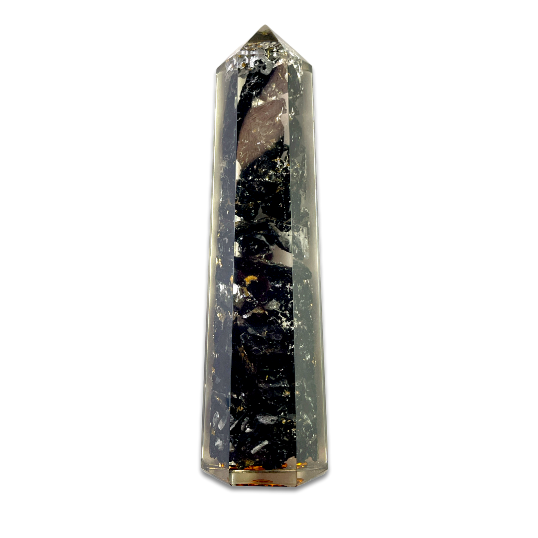 Spiritual Elementz Reiki Charged Chakra Healing Black Tourmaline Tower (Height-11cm) Gemstone