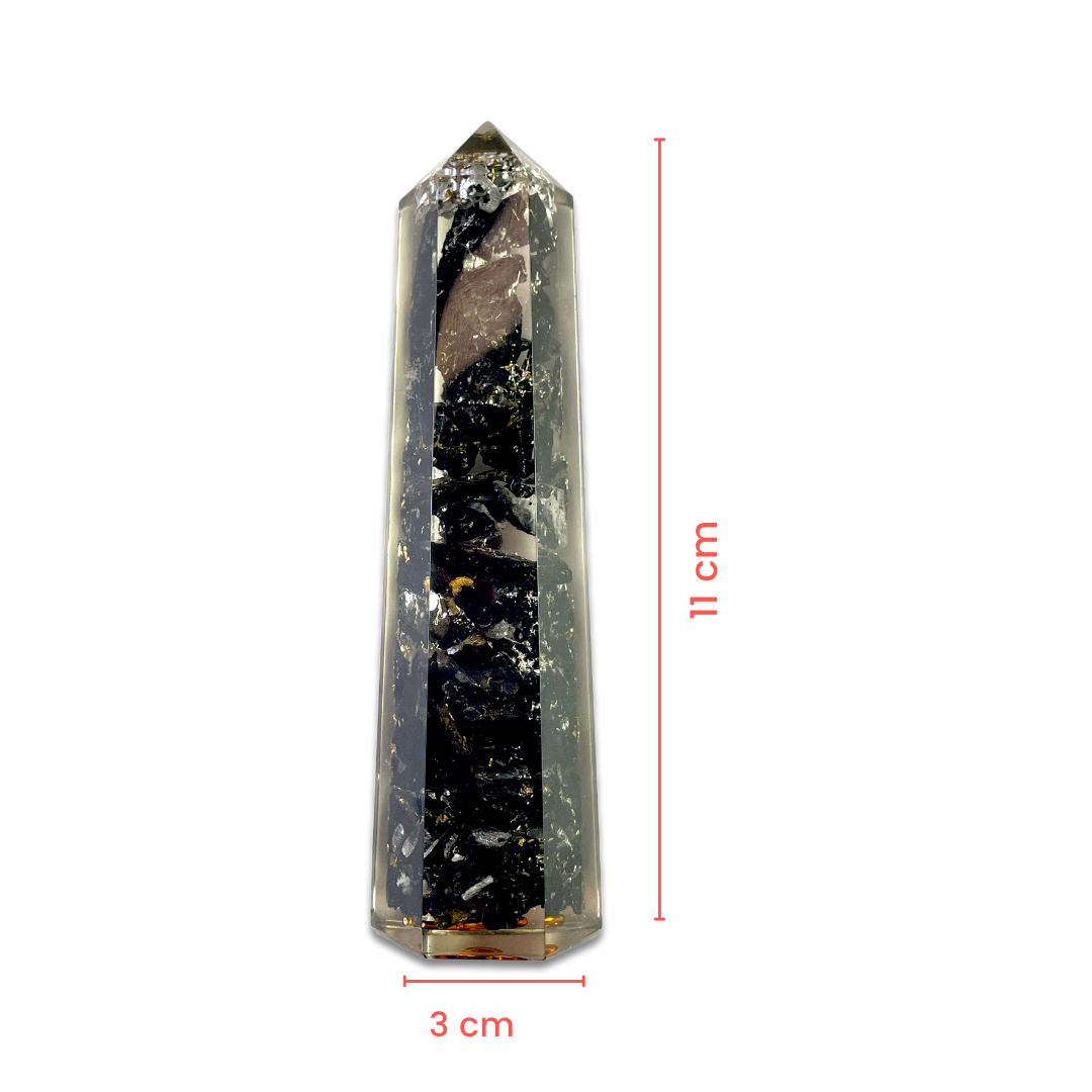 Spiritual Elementz Reiki Charged Chakra Healing Black Tourmaline Tower (Height-11cm) Gemstone