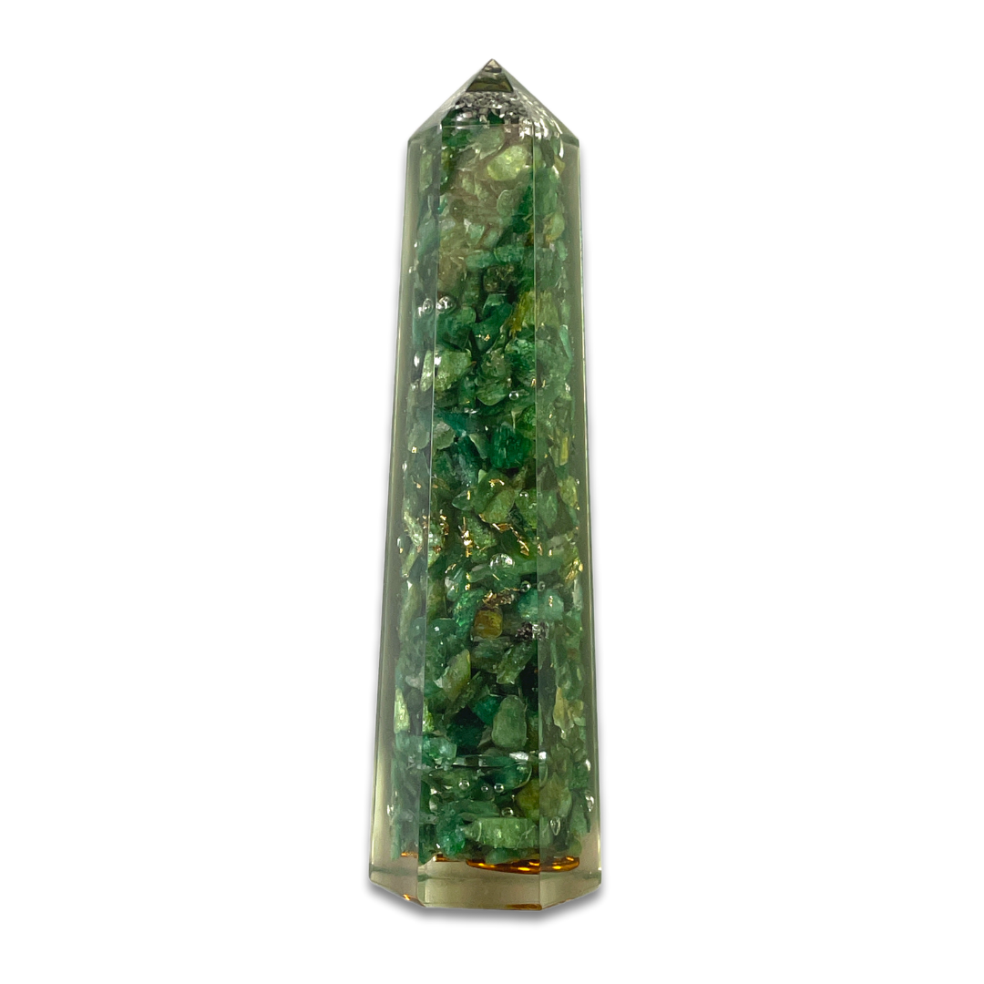Spiritual Elementz Reiki Charged Chakra Healing Green Aventurine Tower (Height-11cm) Gemstone
