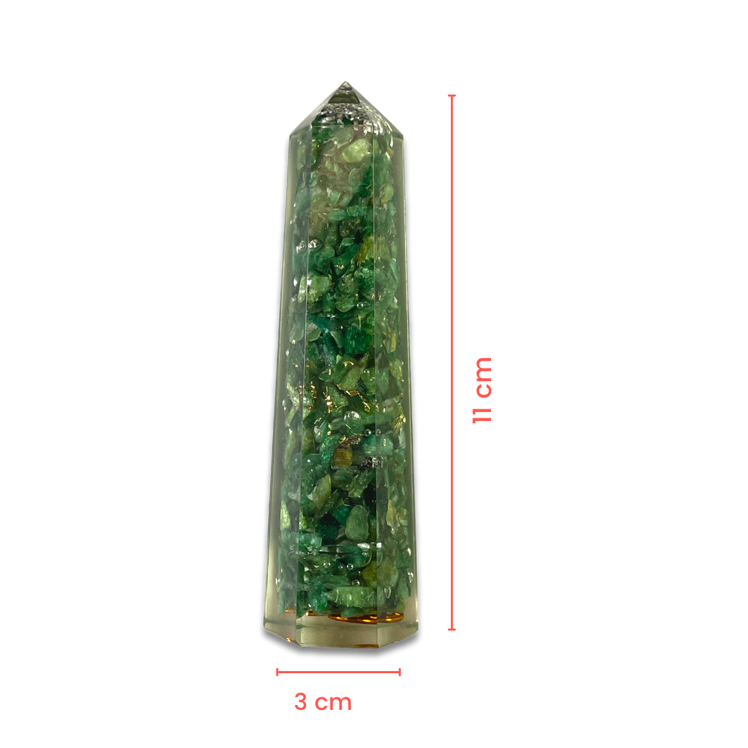 Spiritual Elementz Reiki Charged Chakra Healing Green Aventurine Tower (Height-11cm) Gemstone