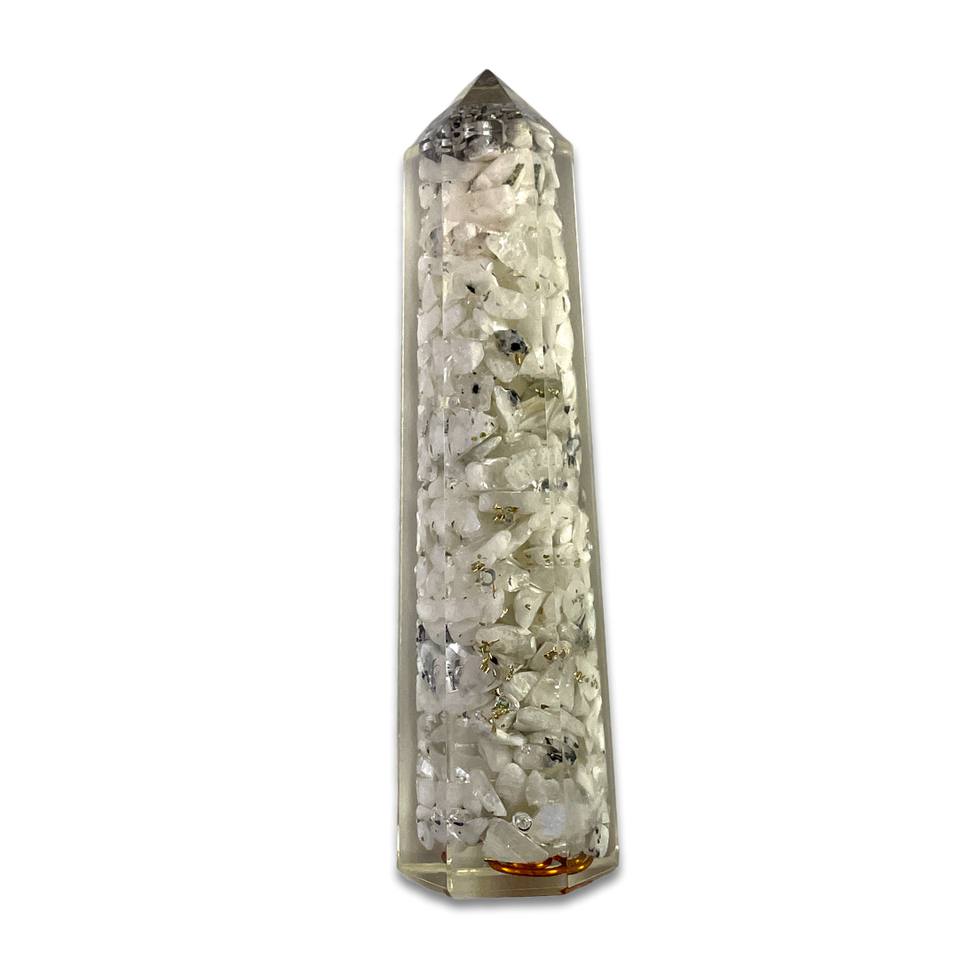 Spiritual Elementz Reiki Charged Chakra Healing Rainbow Moon Stone Tower (Height-11cm) Gemstone