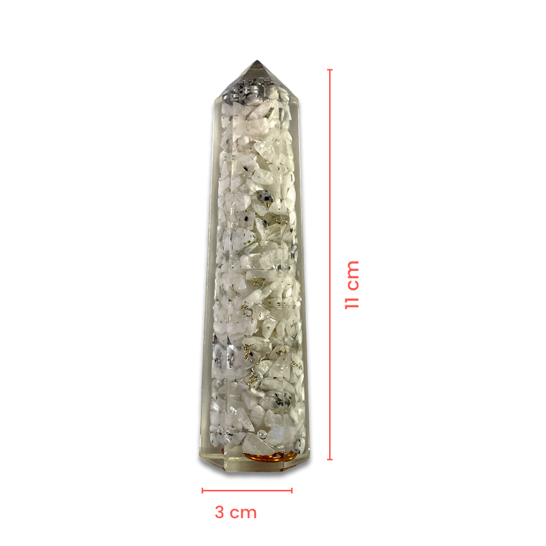 Spiritual Elementz Reiki Charged Chakra Healing Rainbow Moon Stone Tower (Height-11cm) Gemstone