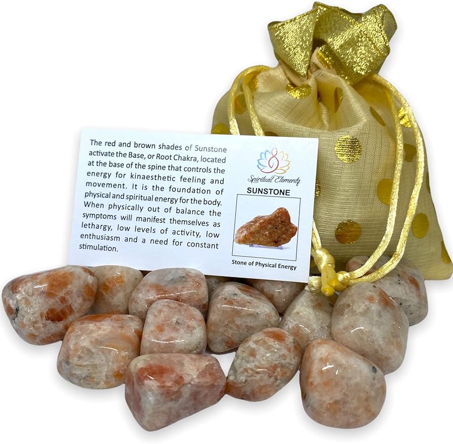 Spiritual Elementz Sunstone Tumbled Stones for Healing Crystals and Gemstones(200-220 Grams Approx), Natural Tumble Stone, Used as Crystal Therapy, Meditation, Reiki, or as Thumb Stones