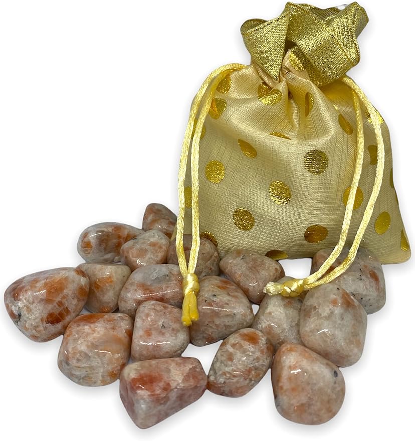 Spiritual Elementz Sunstone Tumbled Stones for Healing Crystals and Gemstones(200-220 Grams Approx), Natural Tumble Stone, Used as Crystal Therapy, Meditation, Reiki, or as Thumb Stones
