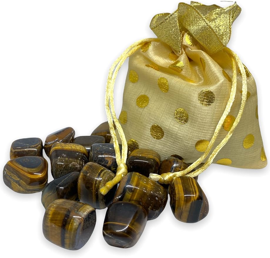 Spiritual Elementz Tiger Eye Tumbled Stones for Healing Crystals and Gemstones(200-220 Grams Approx), Natural Tumble Stone, Used as Crystal Therapy, Meditation, Reiki, or as Thumb Stones