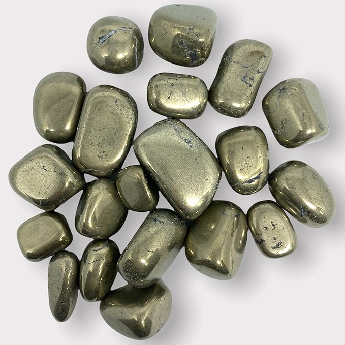 Spiritual Elementz Pyrite Tumbled Stones for Healing Crystals and Gemstones(200-220 Grams Approx), Natural Tumble Stone, Used as Crystal Therapy, Meditation, Reiki, or as Thumb Stones