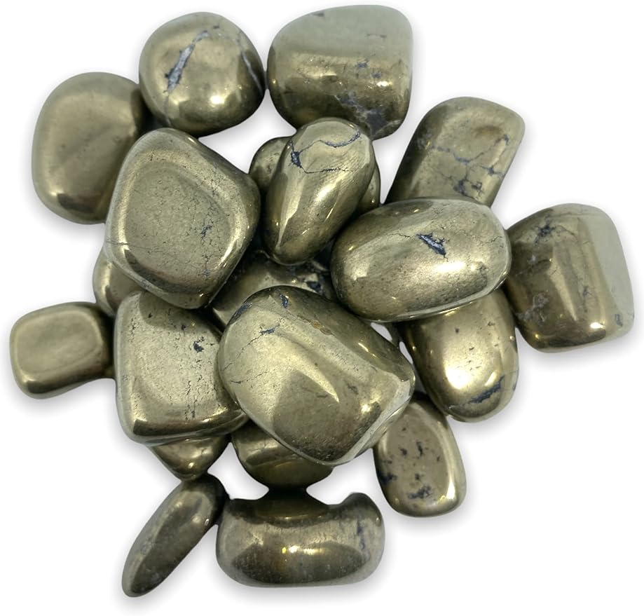 Spiritual Elementz Pyrite Tumbled Stones for Healing Crystals and Gemstones(200-220 Grams Approx), Natural Tumble Stone, Used as Crystal Therapy, Meditation, Reiki, or as Thumb Stones