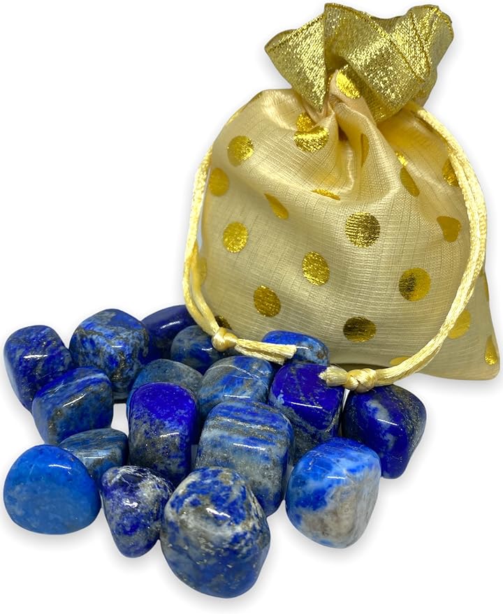 Spiritual Elementz Lapis Lazuli Tumbled Stones For Healing Crystals And Gemstones(200-220 Grams Approx) , Natural Tumble Stone, Used as Crystal Therapy, or as Thumb Stones, Palm Stones & Worry Stone
