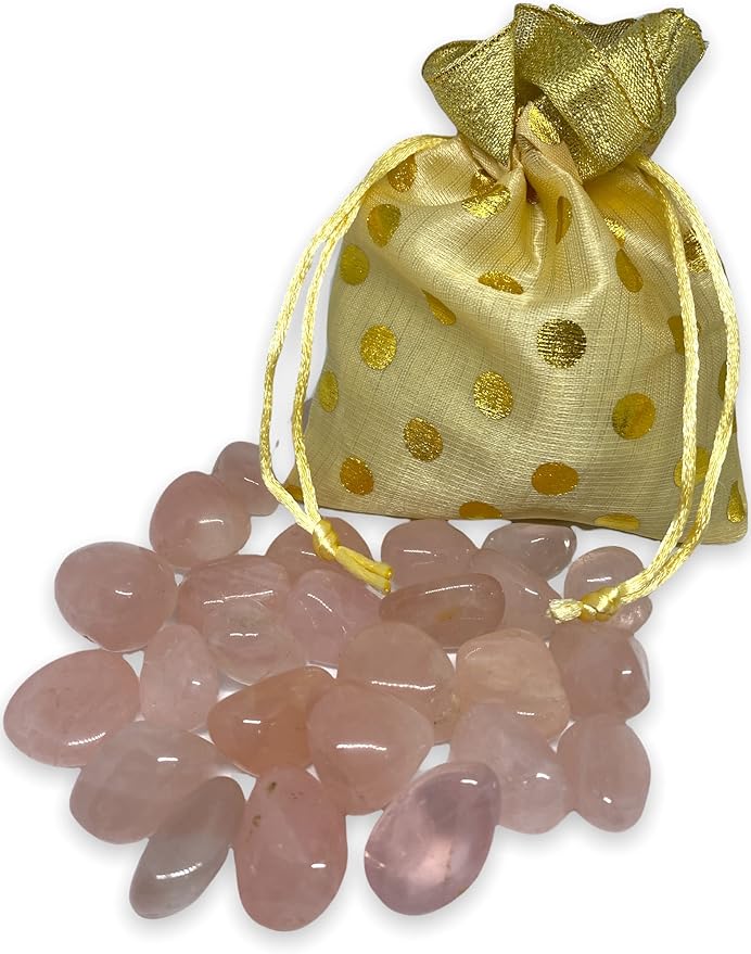 Spiritual Elementz Rose Quartz Tumbled Stones For Healing Crystals And Gemstones(200-220 Grams Approx) , Natural Tumble Stone, Used as Crystal Therapy, or as Thumb Stones, Palm Stones & Worry Stone