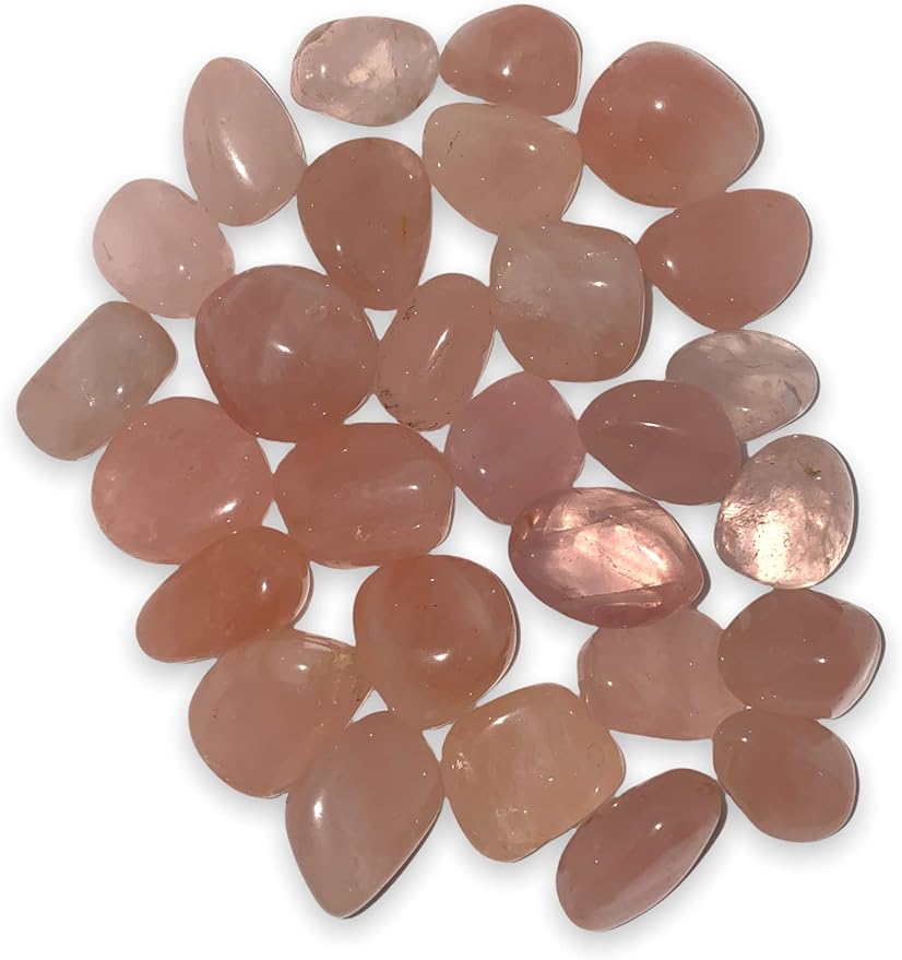 Spiritual Elementz Rose Quartz Tumbled Stones For Healing Crystals And Gemstones(200-220 Grams Approx) , Natural Tumble Stone, Used as Crystal Therapy, or as Thumb Stones, Palm Stones & Worry Stone