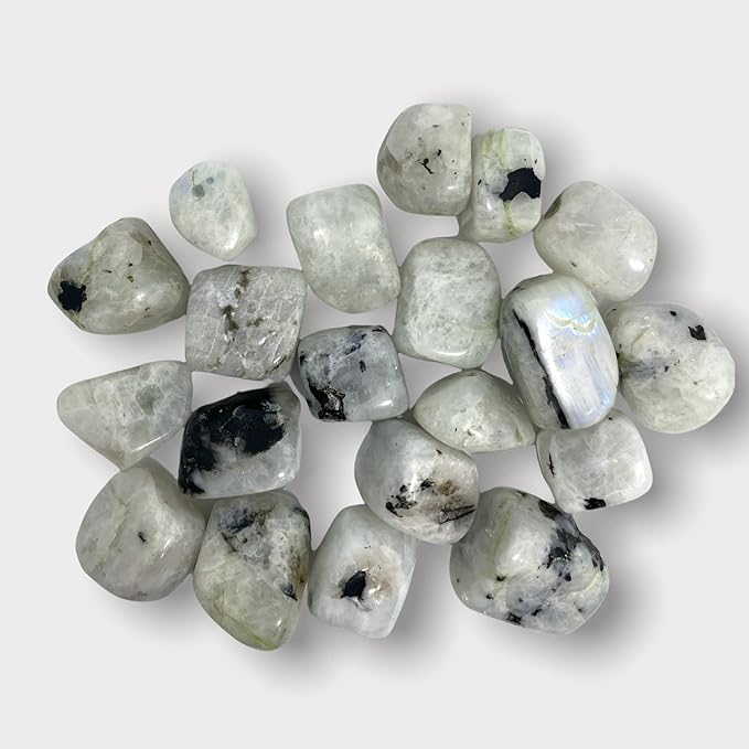 Spiritual Elementz Rainbow Moonstone Tumbled Stones for Healing Crystals and Gemstones(200-220 Grams Approx), Natural Tumble Stone, Used as Crystal Therapy, Meditation, Reiki, or as Thumb Stones