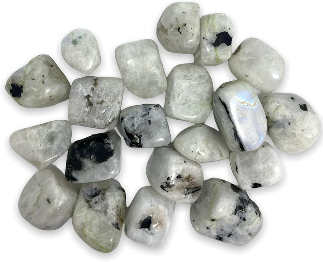 Spiritual Elementz Rainbow Moonstone Tumbled Stones for Healing Crystals and Gemstones(200-220 Grams Approx), Natural Tumble Stone, Used as Crystal Therapy, Meditation, Reiki, or as Thumb Stones