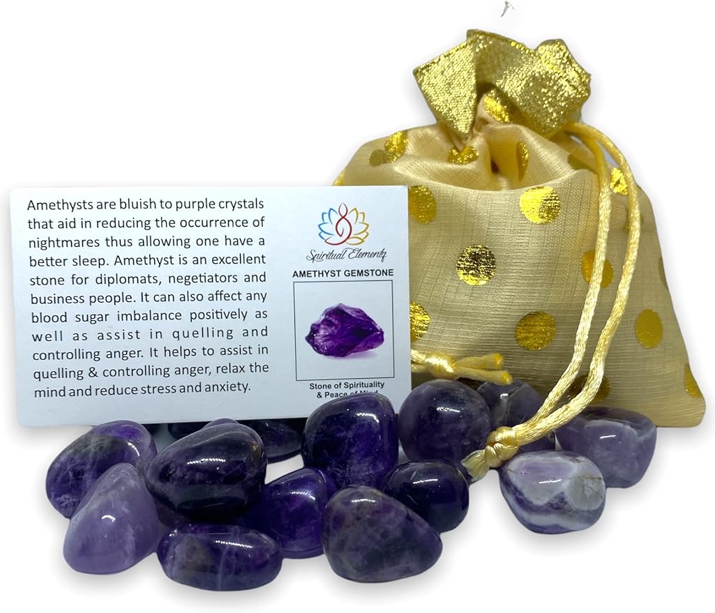 Spiritual Elementz Amethyst Tumbled Stones for Healing Crystals and Gemstones(200-220 Grams Approx), Natural Tumble Stone, Used as Crystal Therapy, Meditation, Reiki, or as Thumb Stones