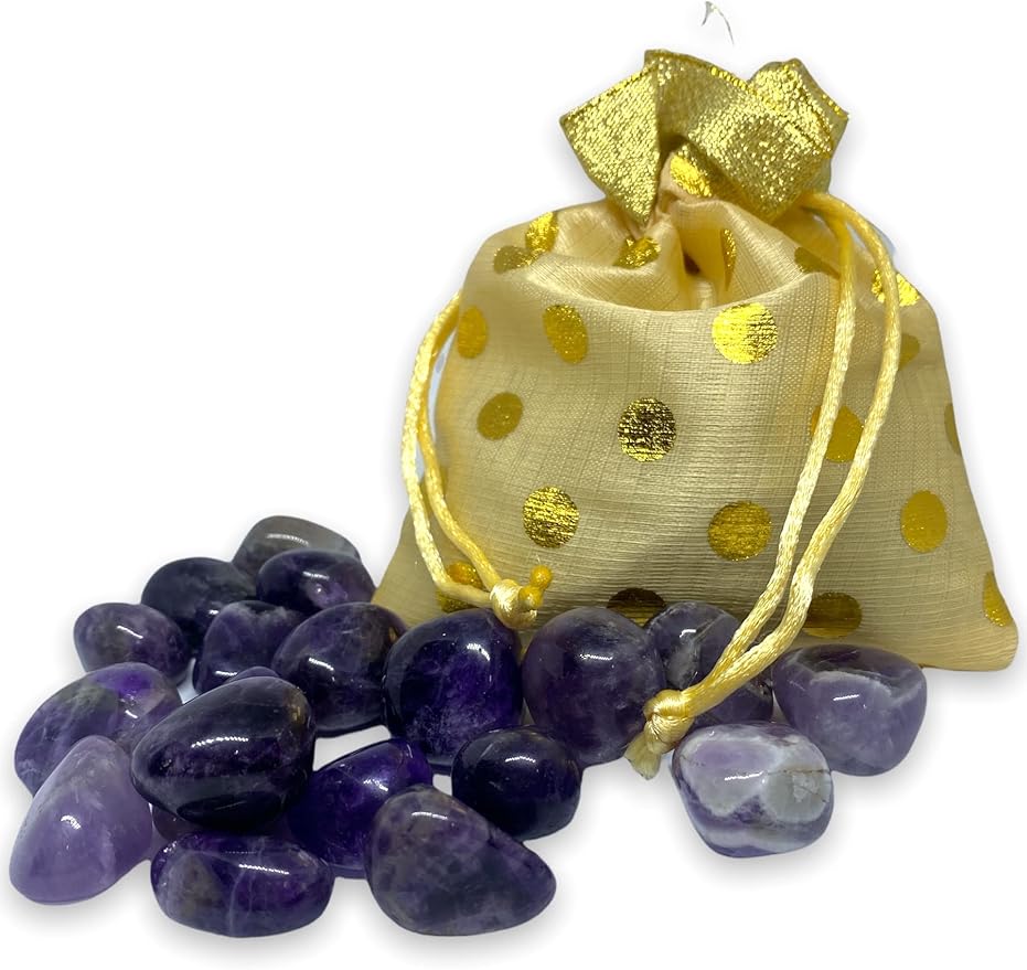 Spiritual Elementz Amethyst Tumbled Stones for Healing Crystals and Gemstones(200-220 Grams Approx), Natural Tumble Stone, Used as Crystal Therapy, Meditation, Reiki, or as Thumb Stones