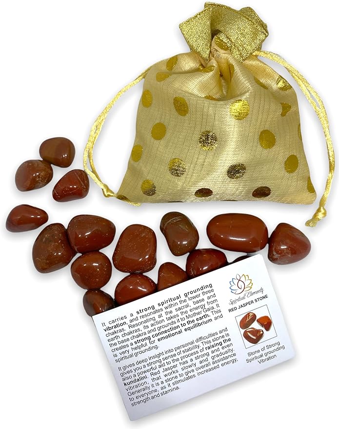 Spiritual Elementz Red Jasper Tumbled Stones for Healing Crystals and Gemstones (200-220 Grams Approx.), Natural Tumble Stone, Used as Crystal Therapy, Meditation, Reiki, or as Thumb Stones