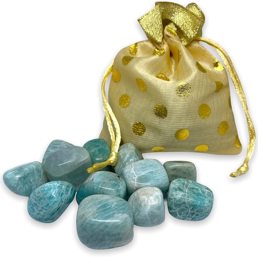 Spiritual Elementz Amazonite Tumbled Stones for Healing Crystals and Gemstones (200-220 Grams Approx.), Natural Tumble Stone, Used as Crystal Therapy, Meditation, Reiki, or as Thumb Stones