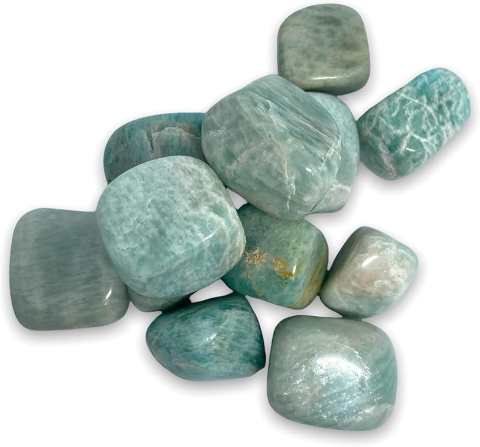 Spiritual Elementz Amazonite Tumbled Stones for Healing Crystals and Gemstones (200-220 Grams Approx.), Natural Tumble Stone, Used as Crystal Therapy, Meditation, Reiki, or as Thumb Stones