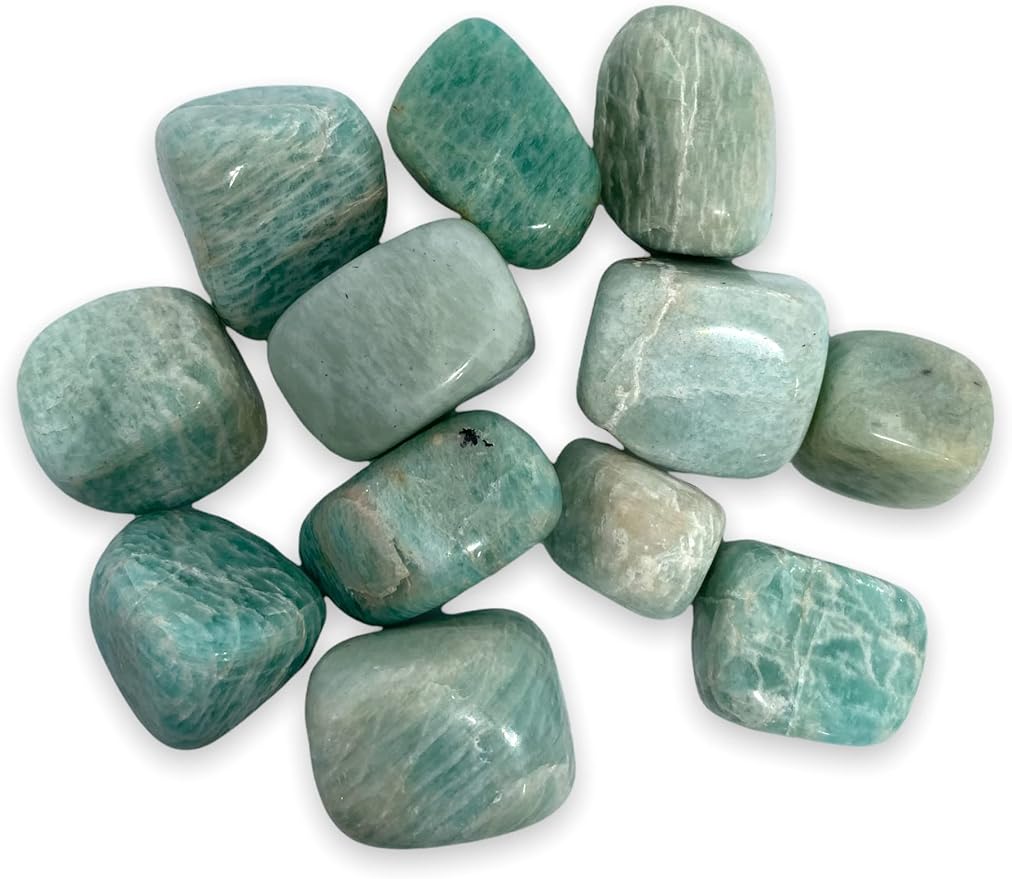 Spiritual Elementz Amazonite Tumbled Stones for Healing Crystals and Gemstones (200-220 Grams Approx.), Natural Tumble Stone, Used as Crystal Therapy, Meditation, Reiki, or as Thumb Stones