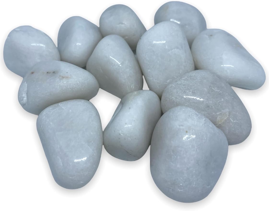 Spiritual Elementz White Agate Tumbled Stones for Healing Crystals and Gemstones (200-220 Grams Approx.), Natural Tumble Stone, Used as Crystal Therapy, Meditation, Reiki, or as Thumb Stones