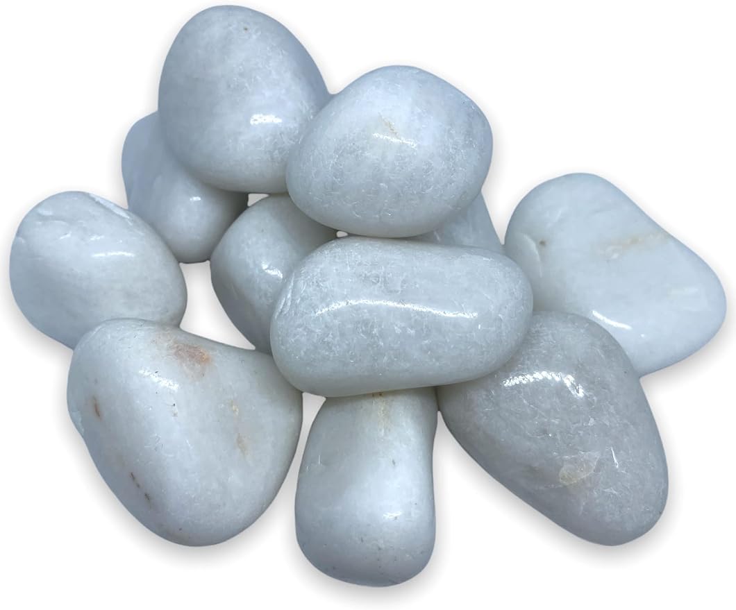 Spiritual Elementz White Agate Tumbled Stones for Healing Crystals and Gemstones (200-220 Grams Approx.), Natural Tumble Stone, Used as Crystal Therapy, Meditation, Reiki, or as Thumb Stones