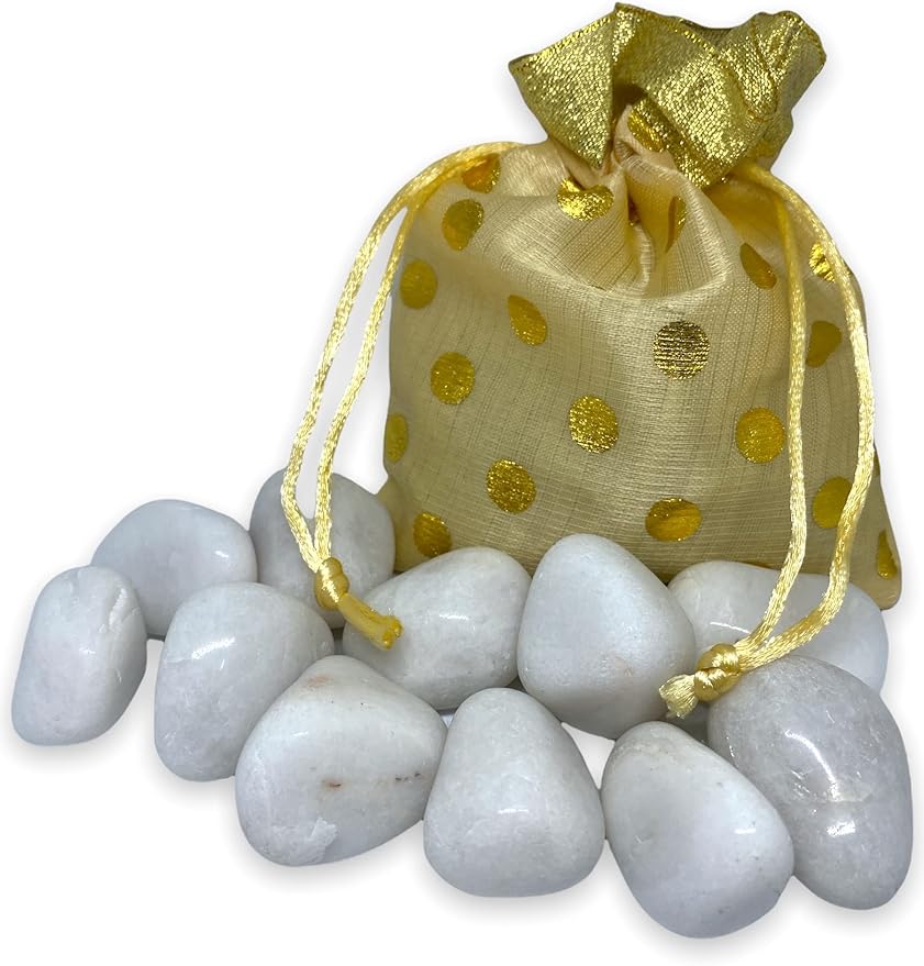 Spiritual Elementz White Agate Tumbled Stones for Healing Crystals and Gemstones (200-220 Grams Approx.), Natural Tumble Stone, Used as Crystal Therapy, Meditation, Reiki, or as Thumb Stones