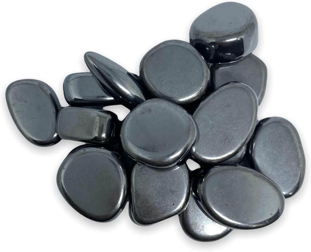 Spiritual Elementz Hematite Tumbled Stones for Healing Crystals and Gemstones (200-220 Grams Approx.), Natural Tumble Stone, Used as Crystal Therapy, Meditation, Reiki, or as Thumb Stones