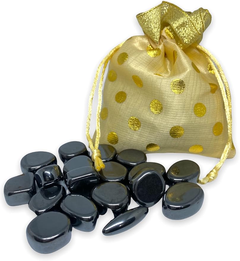 Spiritual Elementz Hematite Tumbled Stones for Healing Crystals and Gemstones (200-220 Grams Approx.), Natural Tumble Stone, Used as Crystal Therapy, Meditation, Reiki, or as Thumb Stones
