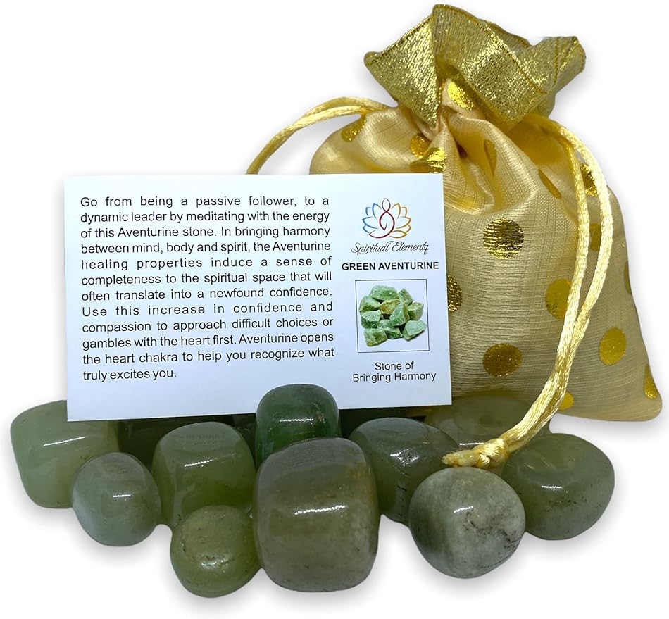 Spiritual Elementz Green Aventurine Tumbled Stones for Healing Crystals and Gemstones (200-220 Grams Approx.), Natural Tumble Stone, Used as Crystal Therapy, Meditation, Reiki, or as Thumb Stones