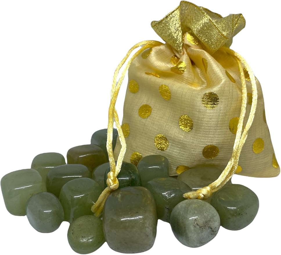 Spiritual Elementz Green Aventurine Tumbled Stones for Healing Crystals and Gemstones (200-220 Grams Approx.), Natural Tumble Stone, Used as Crystal Therapy, Meditation, Reiki, or as Thumb Stones