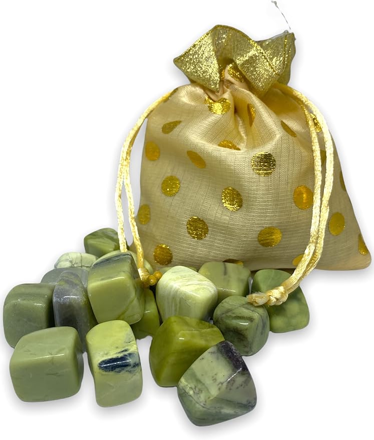 Spiritual Elementz Serpentine Tumbled Stones For Healing Crystals And Gemstones (200-220 Grams Approx.), Natural Tumble Stone, Used as Crystal Therapy, Meditation, Reiki, or as Thumb Stones