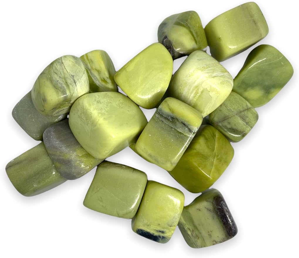 Spiritual Elementz Serpentine Tumbled Stones For Healing Crystals And Gemstones (200-220 Grams Approx.), Natural Tumble Stone, Used as Crystal Therapy, Meditation, Reiki, or as Thumb Stones
