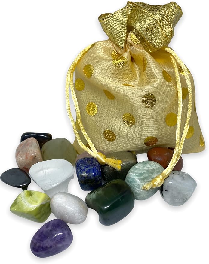Spiritual Elementz Assorted Tumbled Stones for Healing Crystals and Gemstones(200-220 Grams Approx), Natural Tumble Stone, Used as Crystal Therapy, Meditation, Reiki, or as Thumb Stones