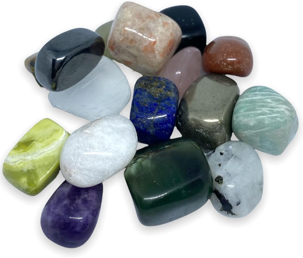 Spiritual Elementz Assorted Tumbled Stones for Healing Crystals and Gemstones(200-220 Grams Approx), Natural Tumble Stone, Used as Crystal Therapy, Meditation, Reiki, or as Thumb Stones