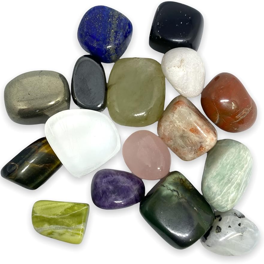 Spiritual Elementz Assorted Tumbled Stones for Healing Crystals and Gemstones(200-220 Grams Approx), Natural Tumble Stone, Used as Crystal Therapy, Meditation, Reiki, or as Thumb Stones