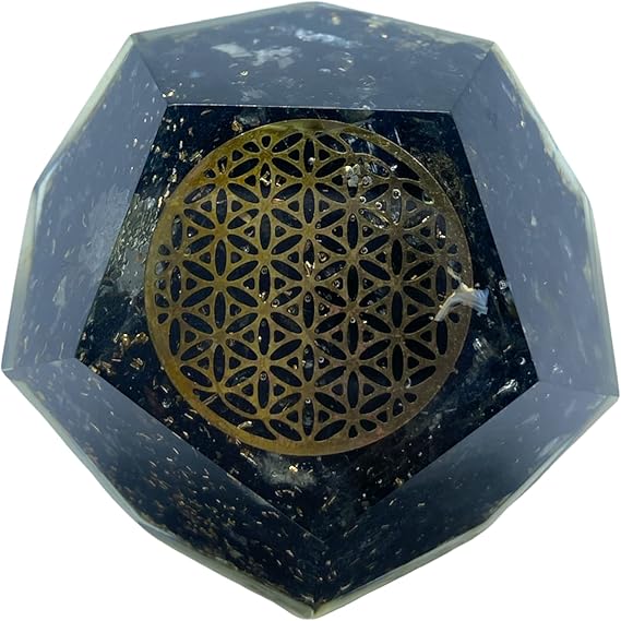 Spiritual Elementz E-Energy Protection Dodecahedron Crystal Orgone Energy Generator Flower of Life Healing Crystal Balancing Chakra (Black Tourmaline)