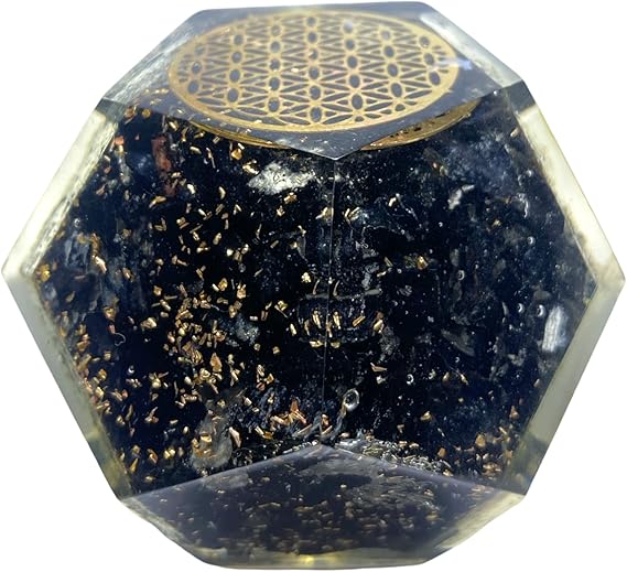 Spiritual Elementz E-Energy Protection Dodecahedron Crystal Orgone Energy Generator Flower of Life Healing Crystal Balancing Chakra (Black Tourmaline)