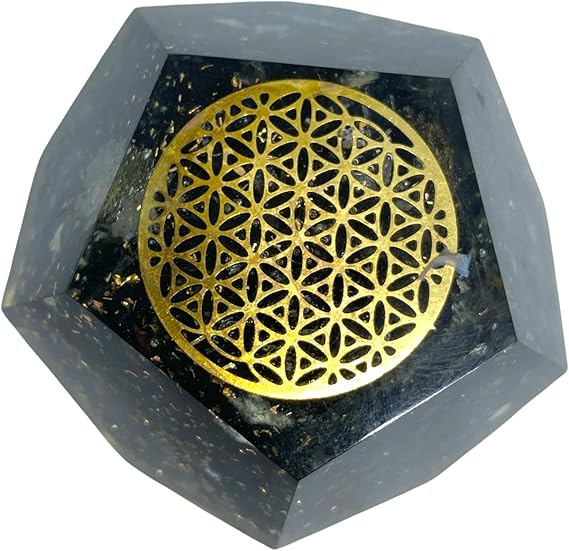 Spiritual Elementz E-Energy Protection Dodecahedron Crystal Orgone Energy Generator Flower of Life Healing Crystal Balancing Chakra (Black Tourmaline)